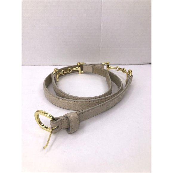 Vtg 90's Another Line Inc Women's Leather Skinny Belt Snake Embossed Beige 33-36 - Picture 2 of 10